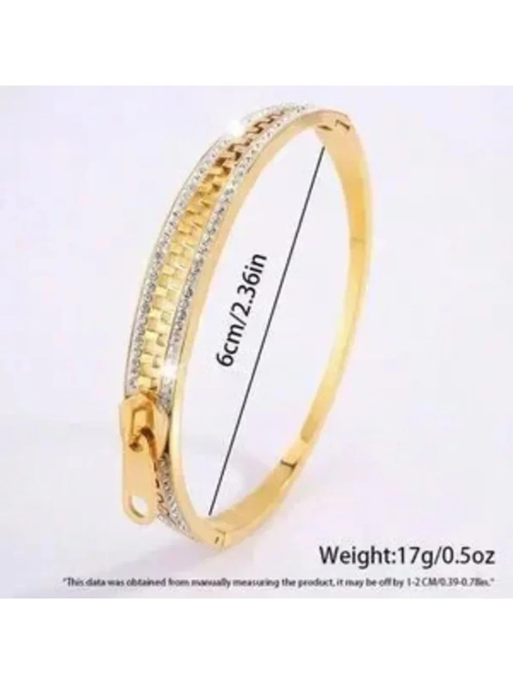 Gold Stainless Steel Zipper Design Bracelet Tarnish Resistant